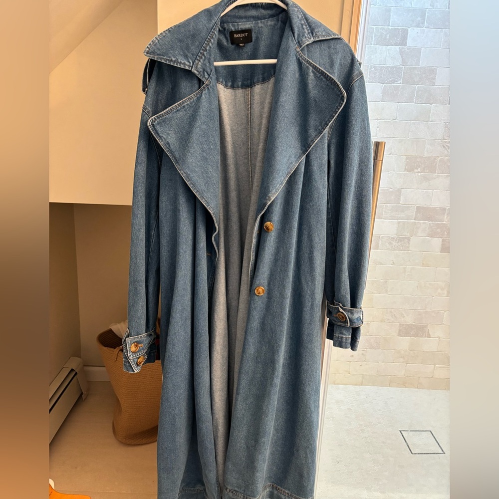 Bardot Blue Denim Trench Coat